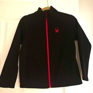 Spyder Sweater-like Black Jacket with Red Zipper and Logo